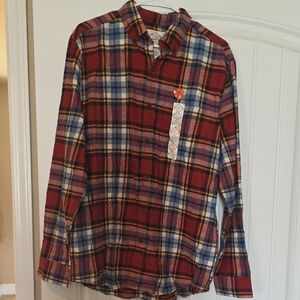 St. John's Bay Red and Blue Plaid Casual Shirt